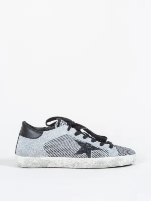 silver lurex knit sneaker