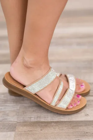 Silver Rhinestone Strap Sandals