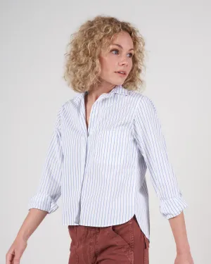 silvio button up - white w/ blue stripe
