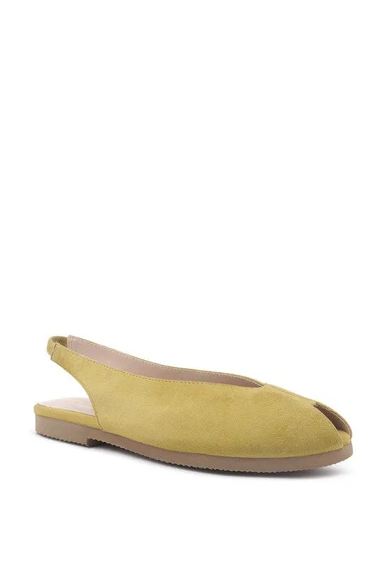 Size US 5 Gretchen Slingback Genuine Suede Flat Sandals