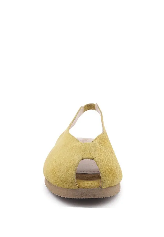 Size US 5 Gretchen Slingback Genuine Suede Flat Sandals