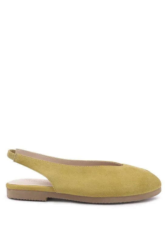 Size US 5 Gretchen Slingback Genuine Suede Flat Sandals