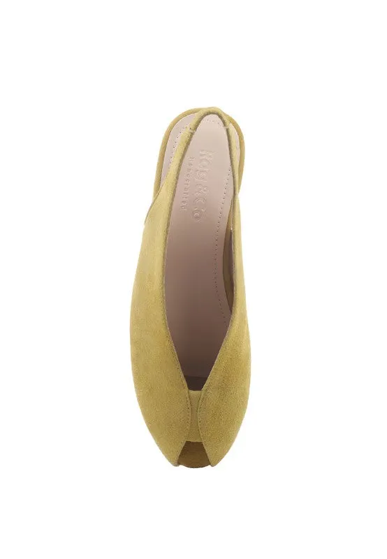Size US 5 Gretchen Slingback Genuine Suede Flat Sandals