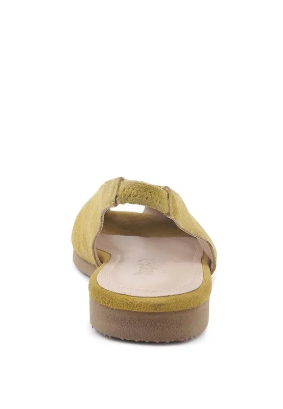 Size US 5 Gretchen Slingback Genuine Suede Flat Sandals