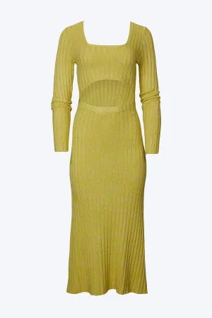 SKYE CUTOUT RIBBED-KNIT MIDI DRESS