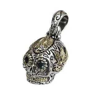 Small Mexican Sugar Skull Sterling Silver Steampunk Pendant
