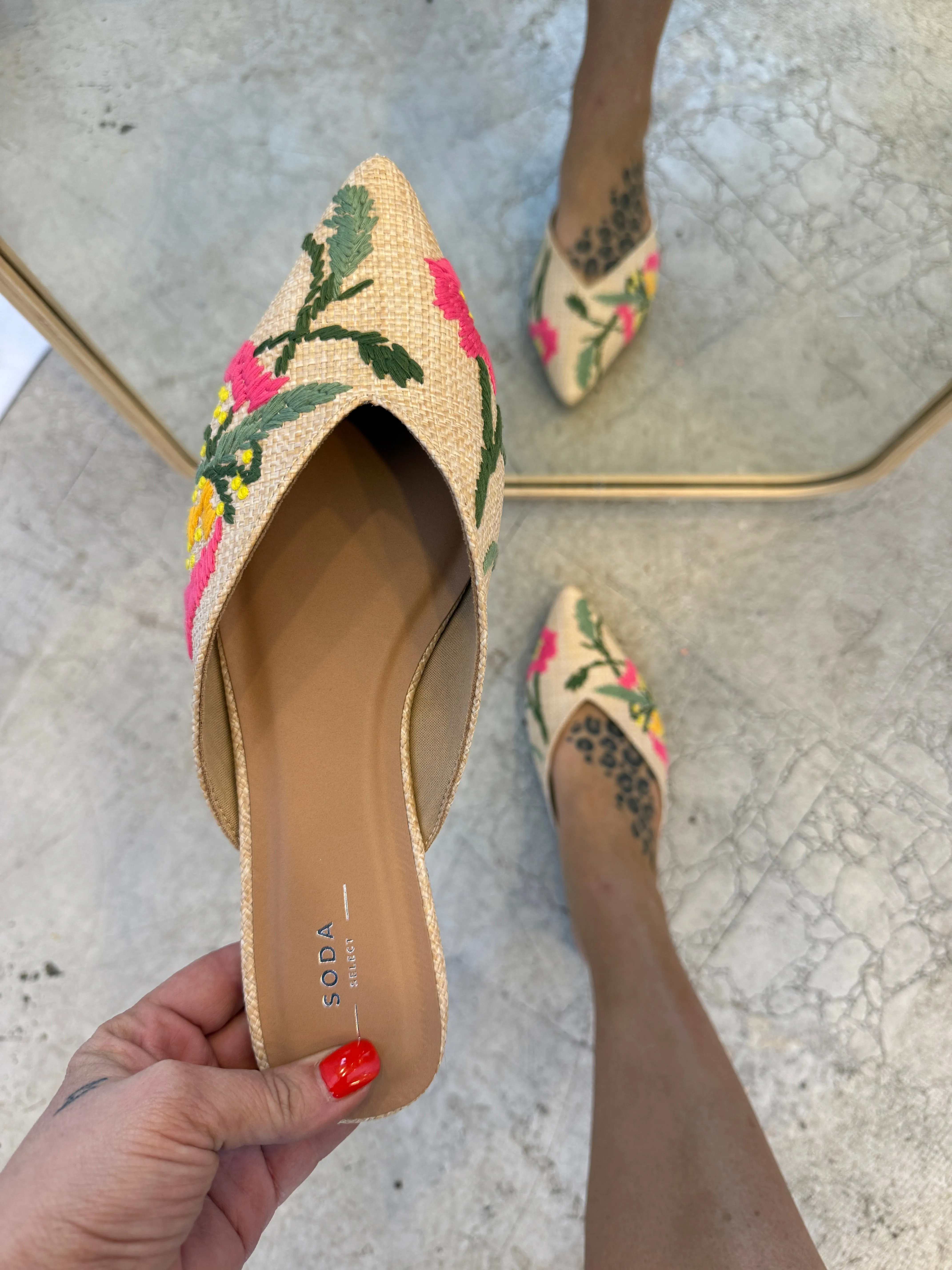 Soda Poise Flat Floral Mule