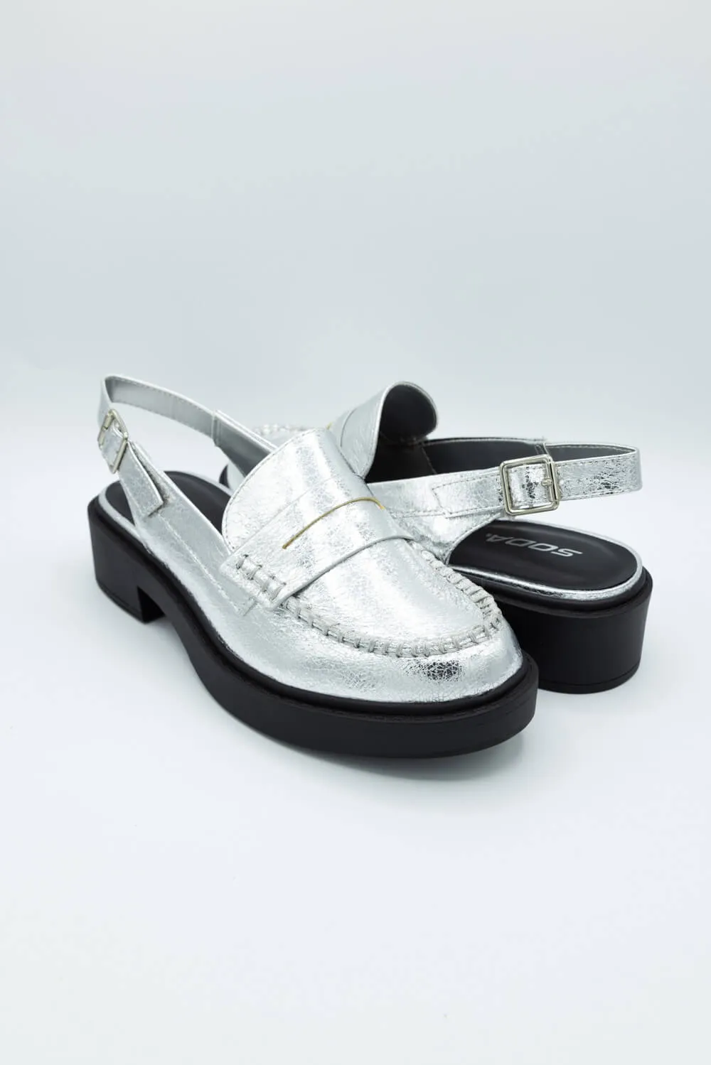 Soda Tarot Slingback Mules for Women in Silver | TAROT-S SILVER