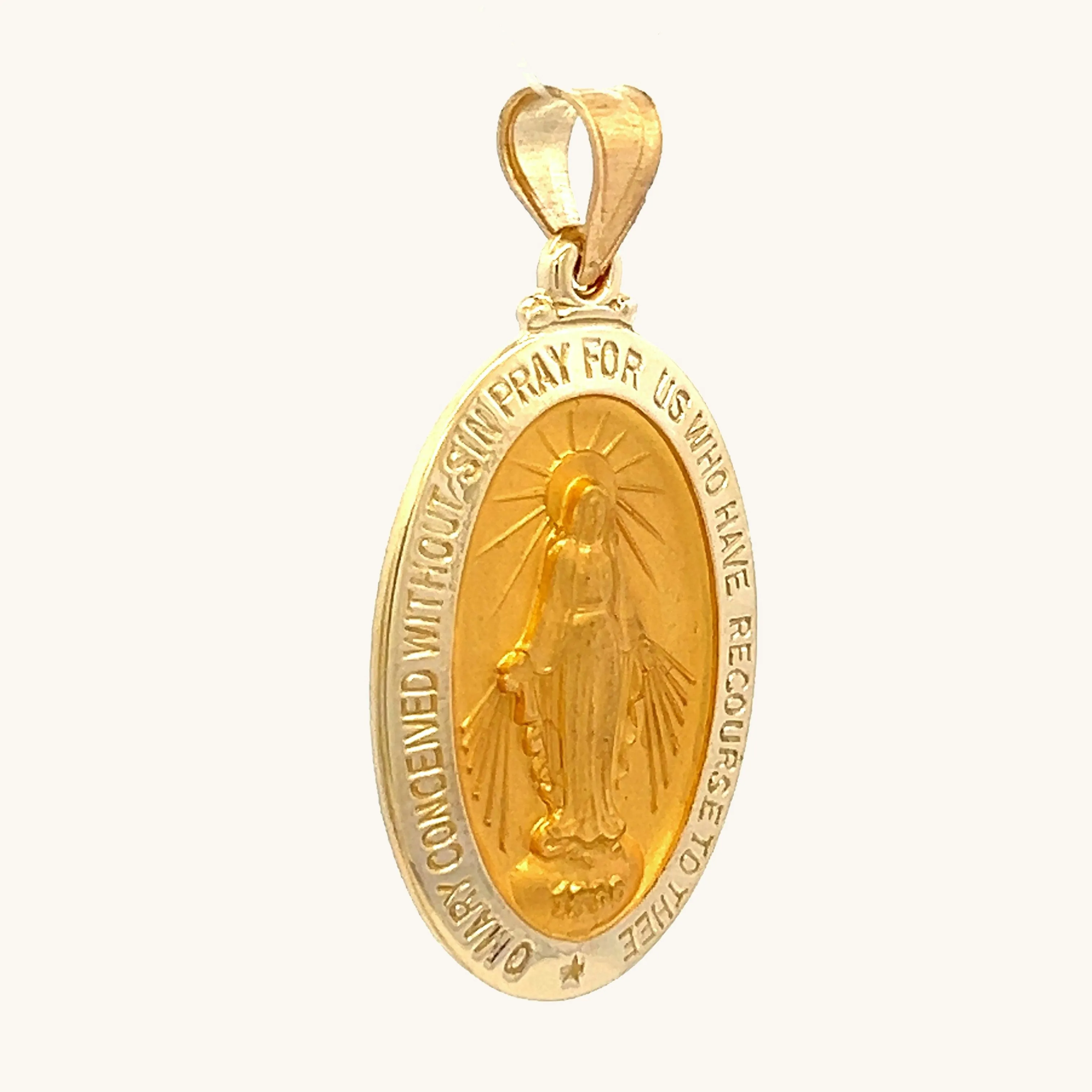 SOLID 14K GOLD MIRACULOUS MEDAL | OVAL
