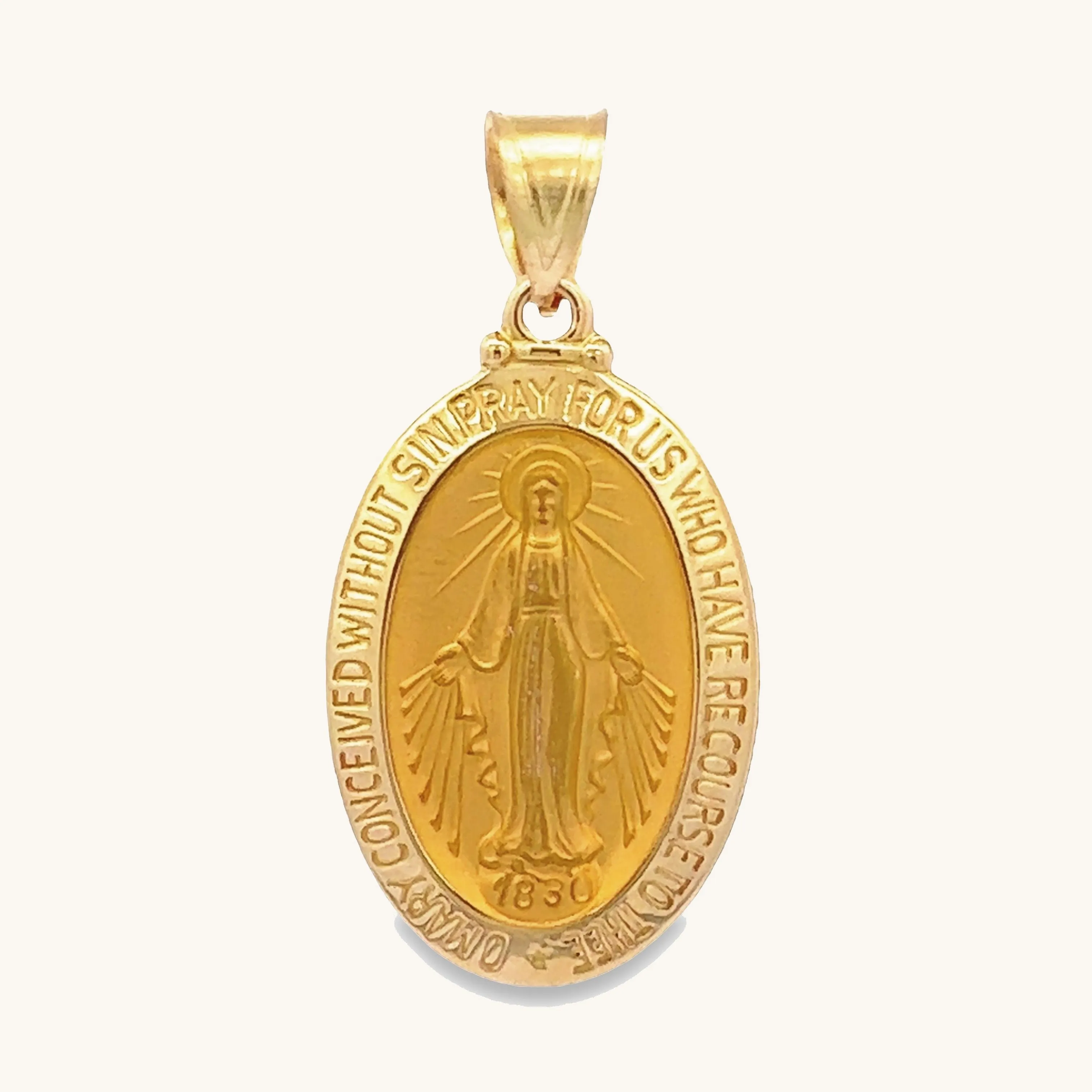 SOLID 14K GOLD MIRACULOUS MEDAL | OVAL