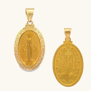 SOLID 14K GOLD MIRACULOUS MEDAL | OVAL