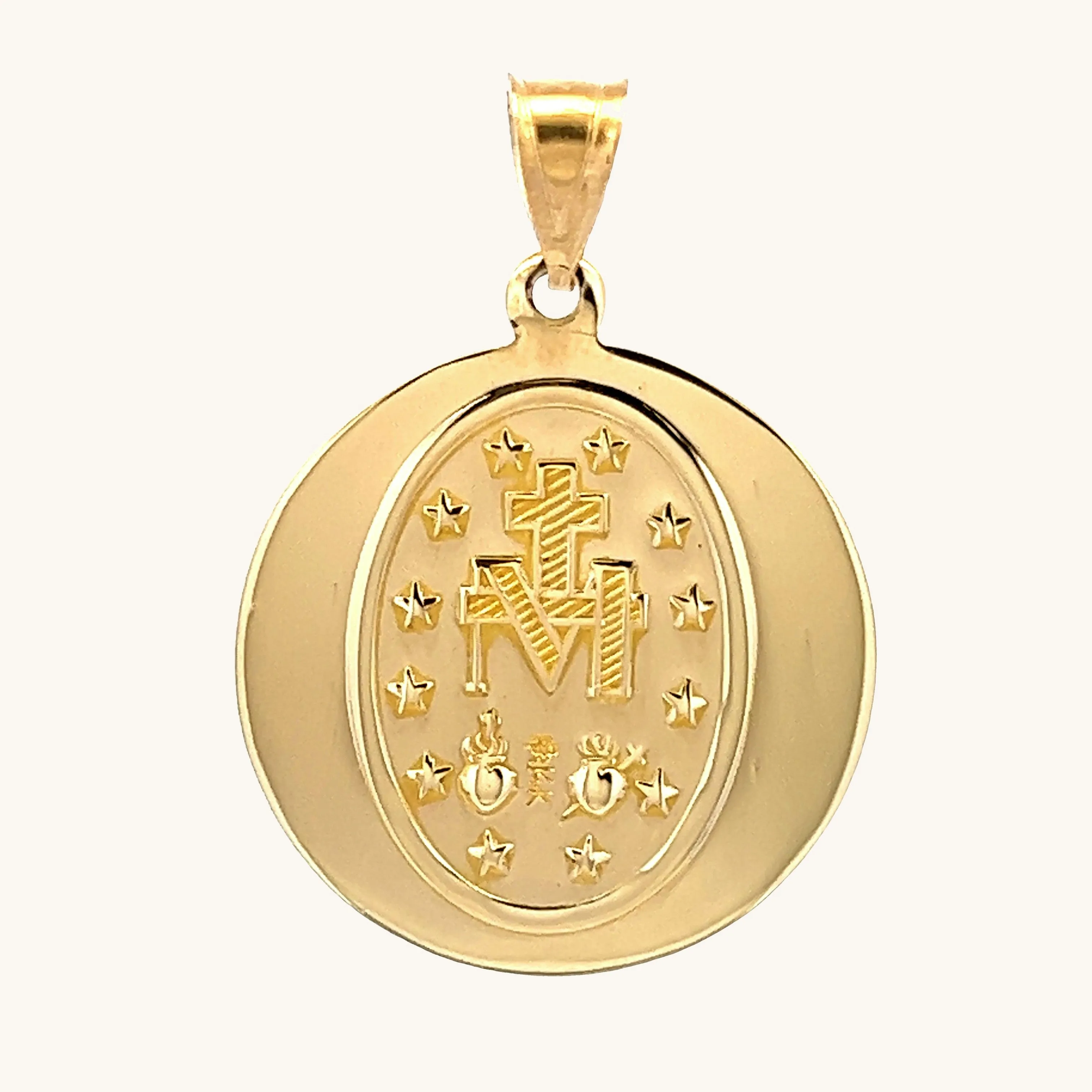 SOLID 14K GOLD MIRACULOUS MEDAL | ROUND