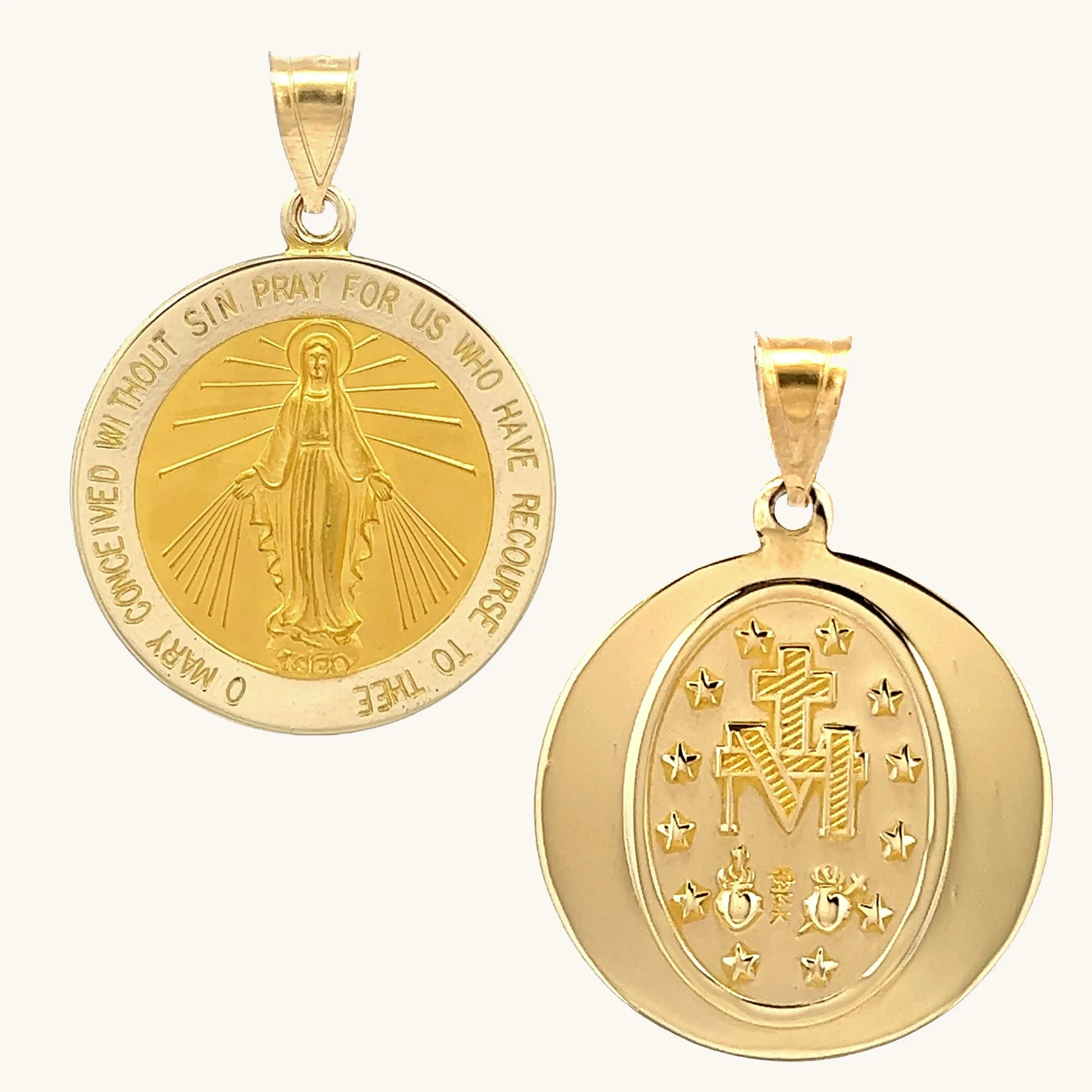 SOLID 14K GOLD MIRACULOUS MEDAL | ROUND