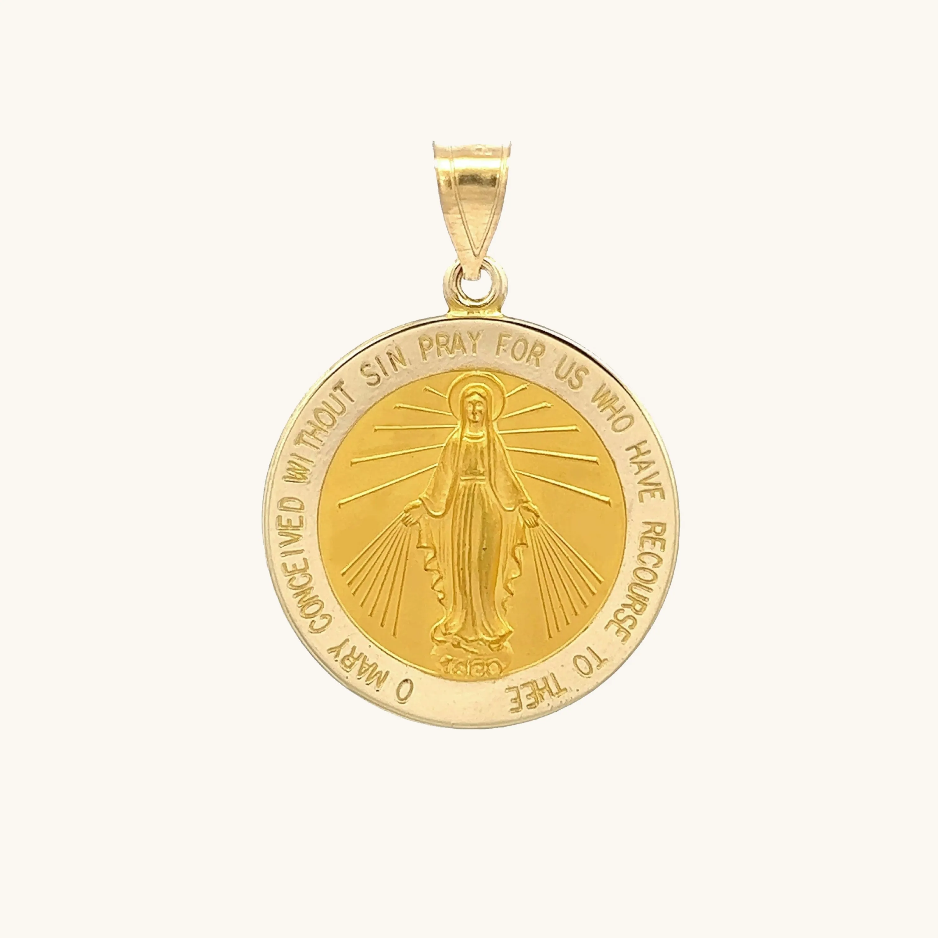 SOLID 14K GOLD MIRACULOUS MEDAL | ROUND