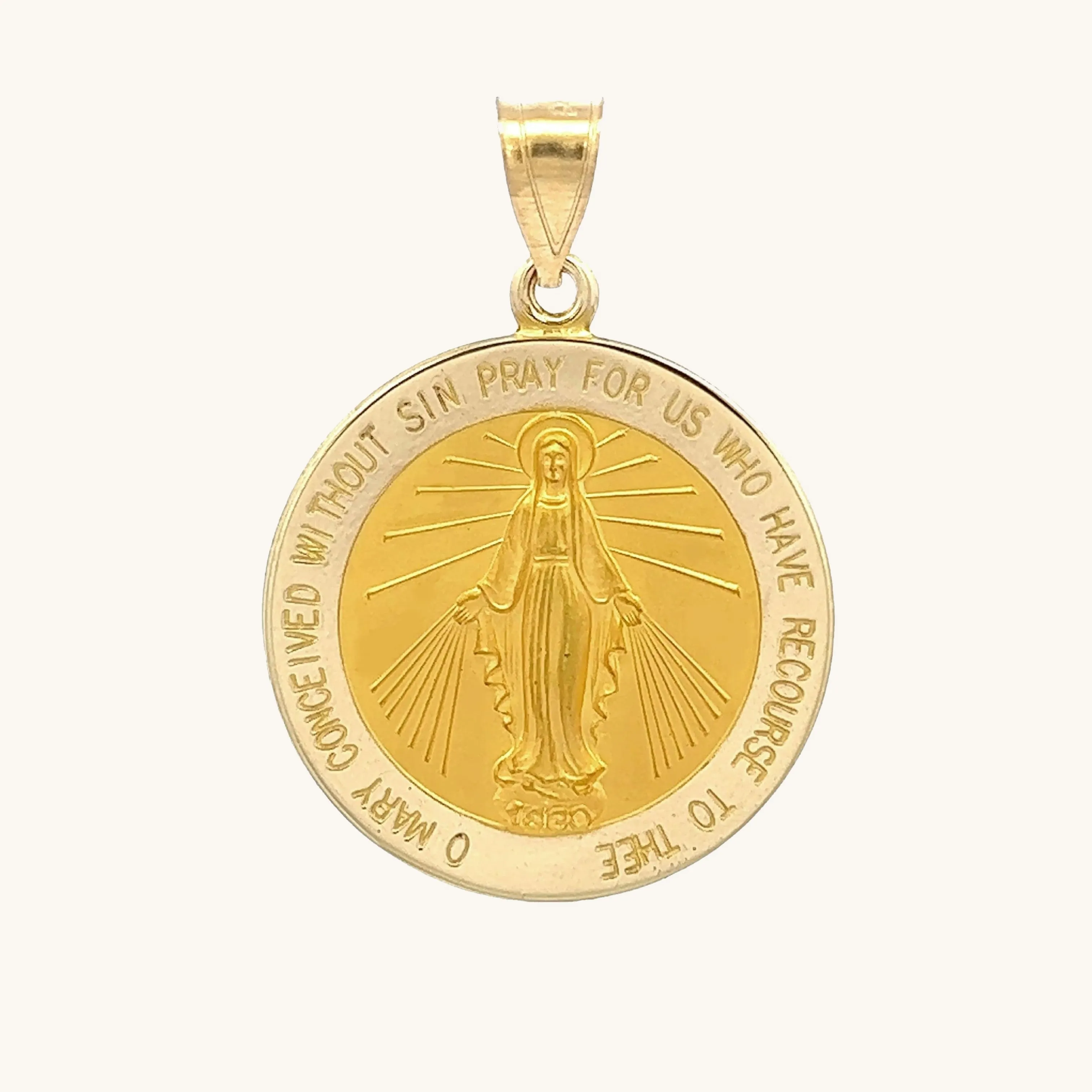 SOLID 14K GOLD MIRACULOUS MEDAL | ROUND