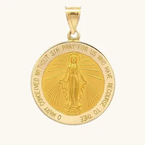 SOLID 14K GOLD MIRACULOUS MEDAL | ROUND