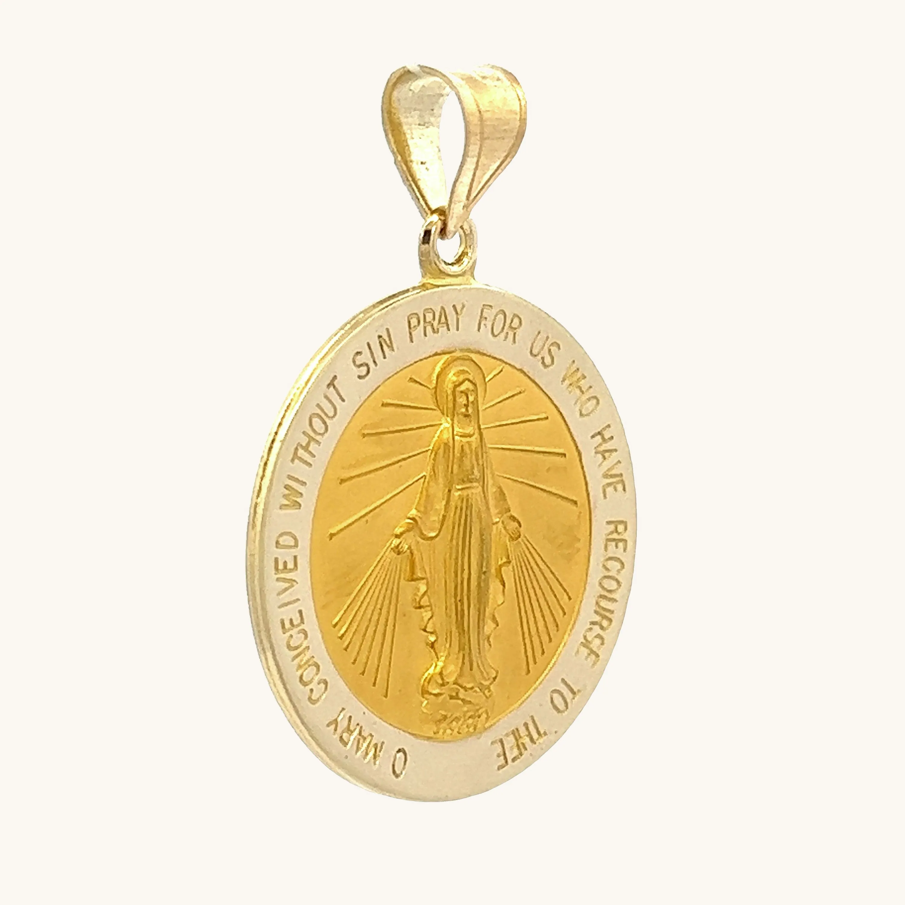 SOLID 14K GOLD MIRACULOUS MEDAL | ROUND