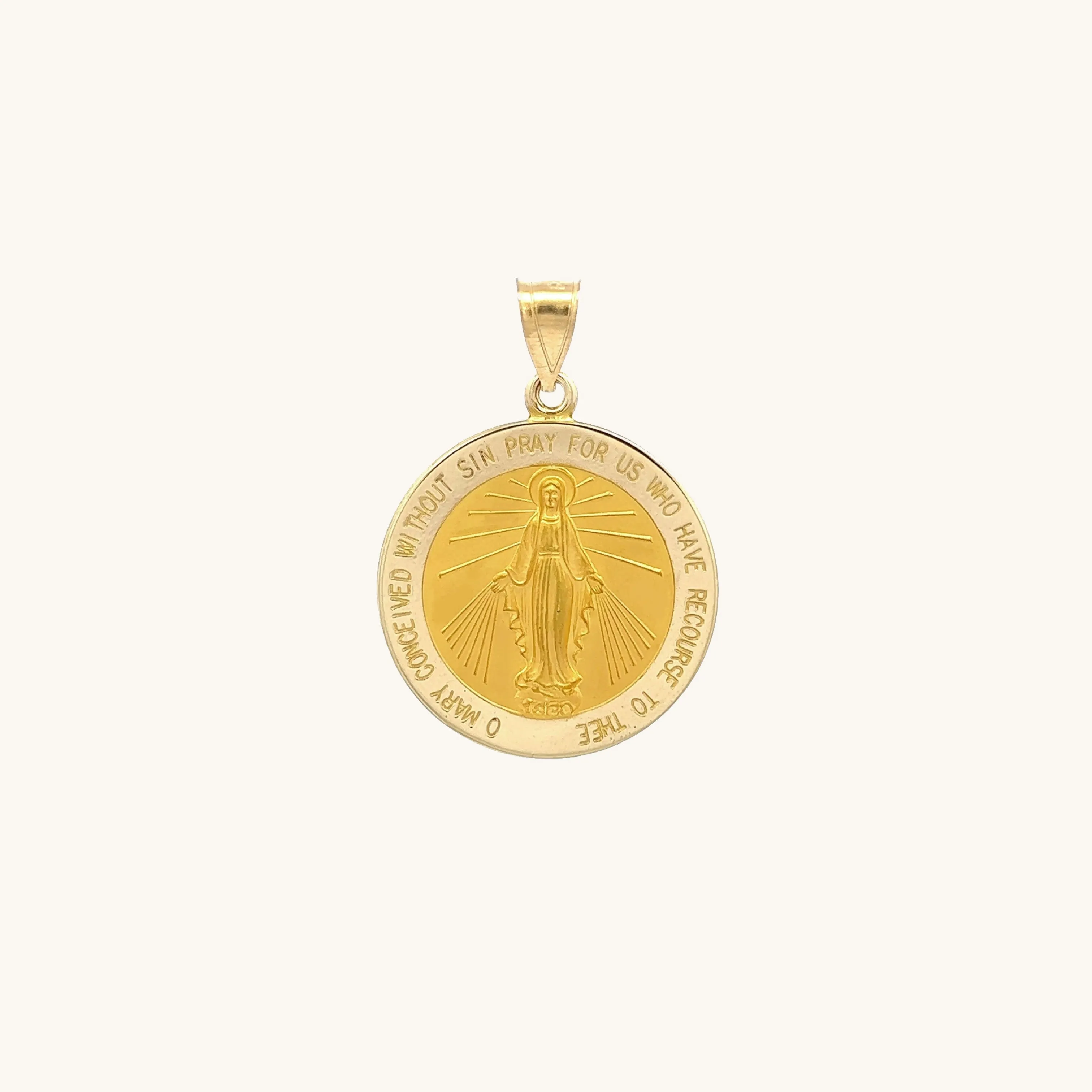 SOLID 14K GOLD MIRACULOUS MEDAL | ROUND
