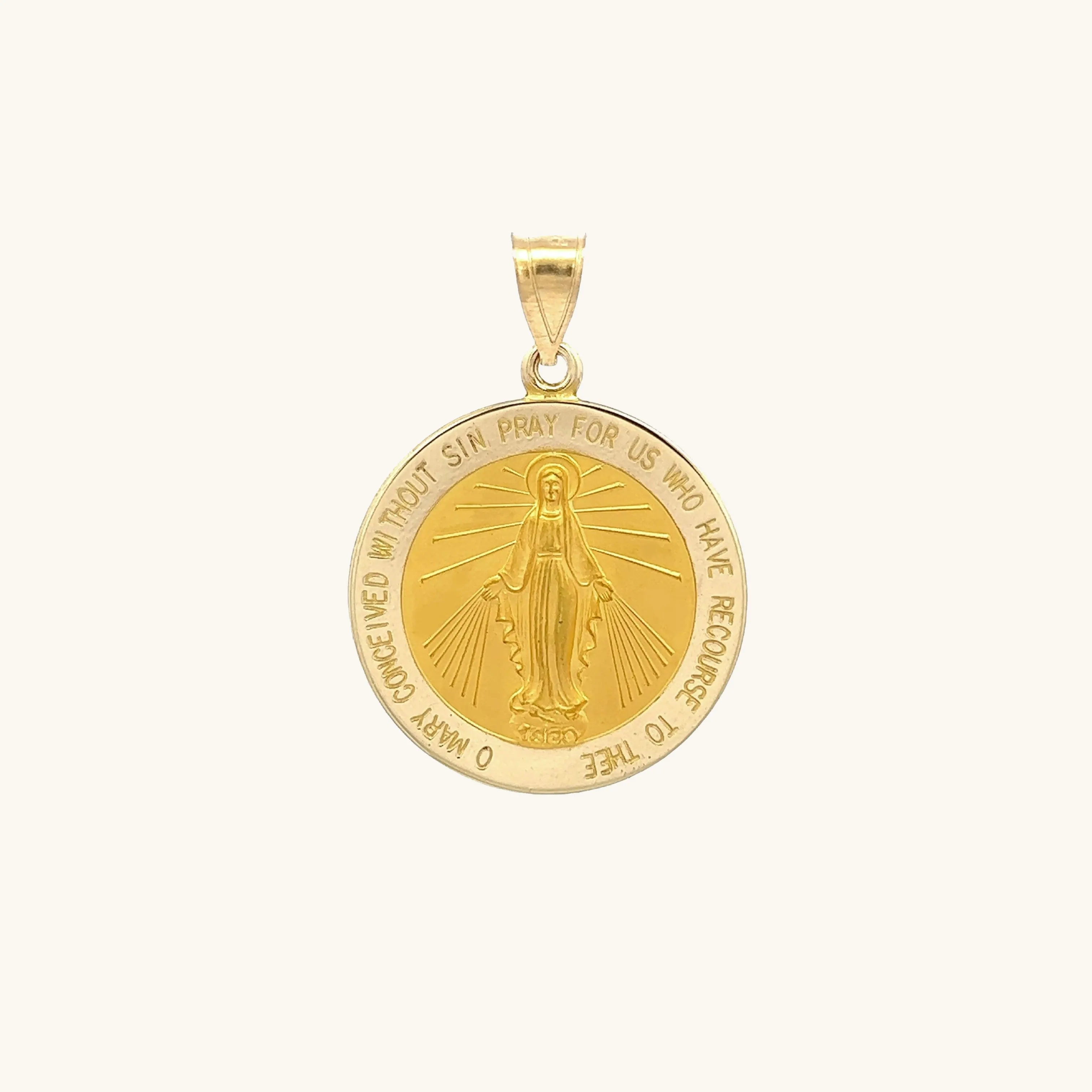 SOLID 14K GOLD MIRACULOUS MEDAL | ROUND