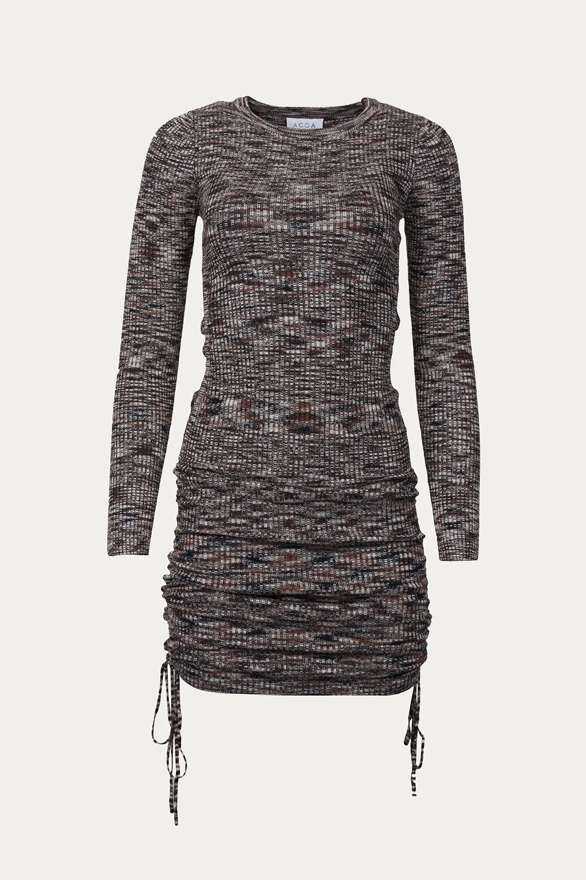 SPACE-DYED RIBBED-KNIT MINI DRESS