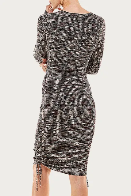 SPACE-DYED RIBBED-KNIT MINI DRESS