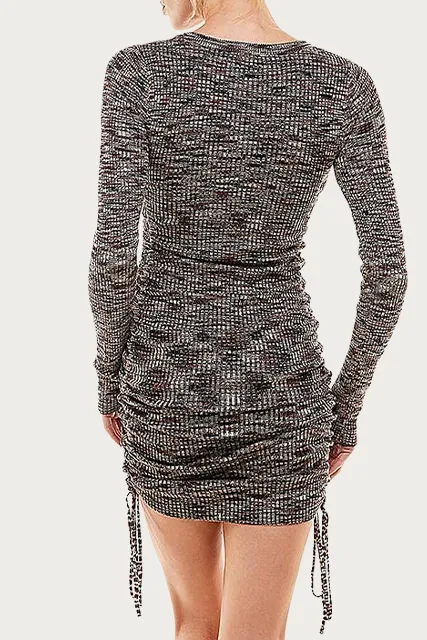 SPACE-DYED RIBBED-KNIT MINI DRESS