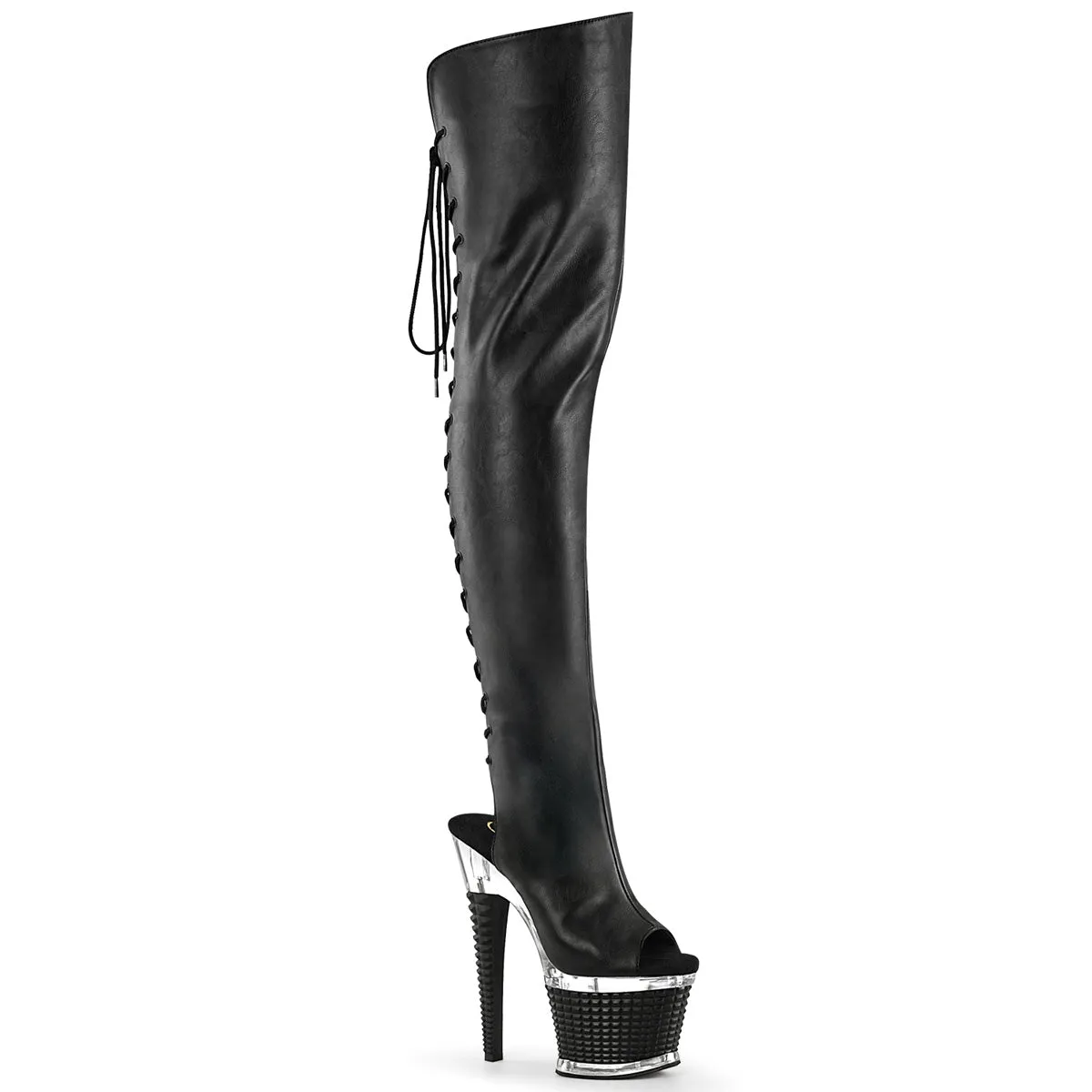 SPECTATOR-3030  Black Faux Leather/Clear-Black Matte