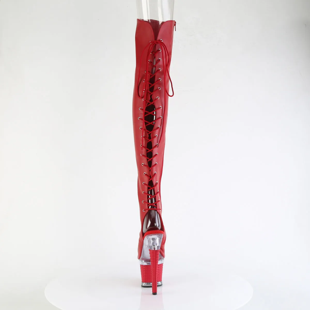 SPECTATOR-3030  Red Faux Leather/Clear-Red Matte