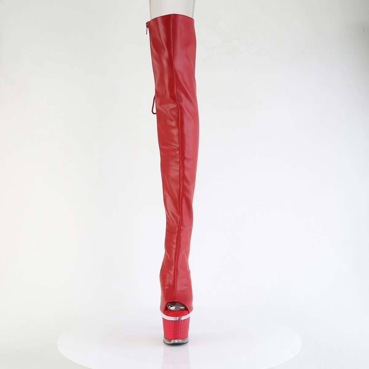 SPECTATOR-3030  Red Faux Leather/Clear-Red Matte