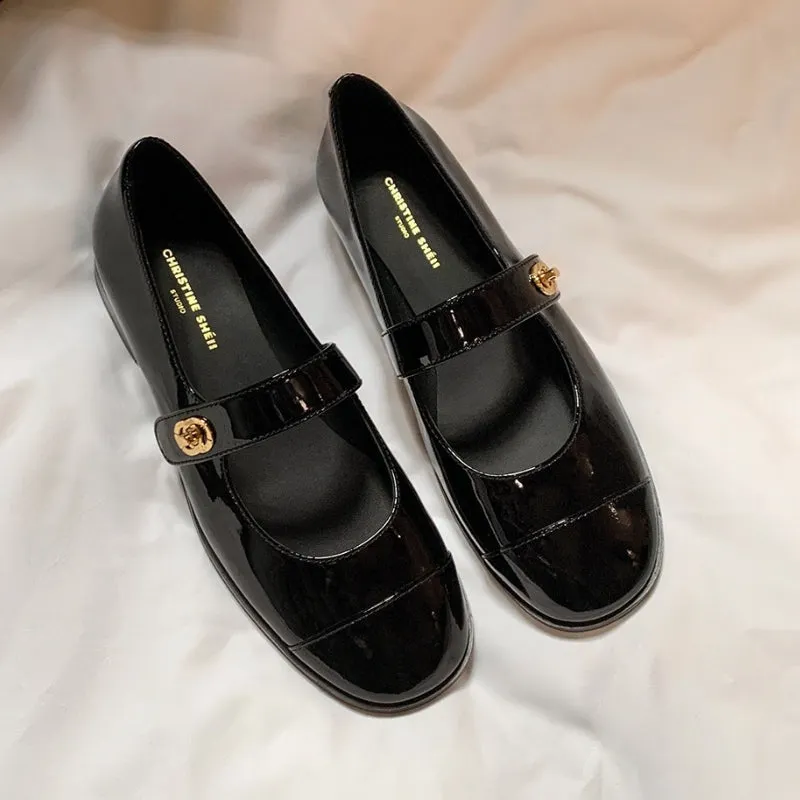 Spring and Summer Buckled Chunky Heel Mary Jane Women's Shoes