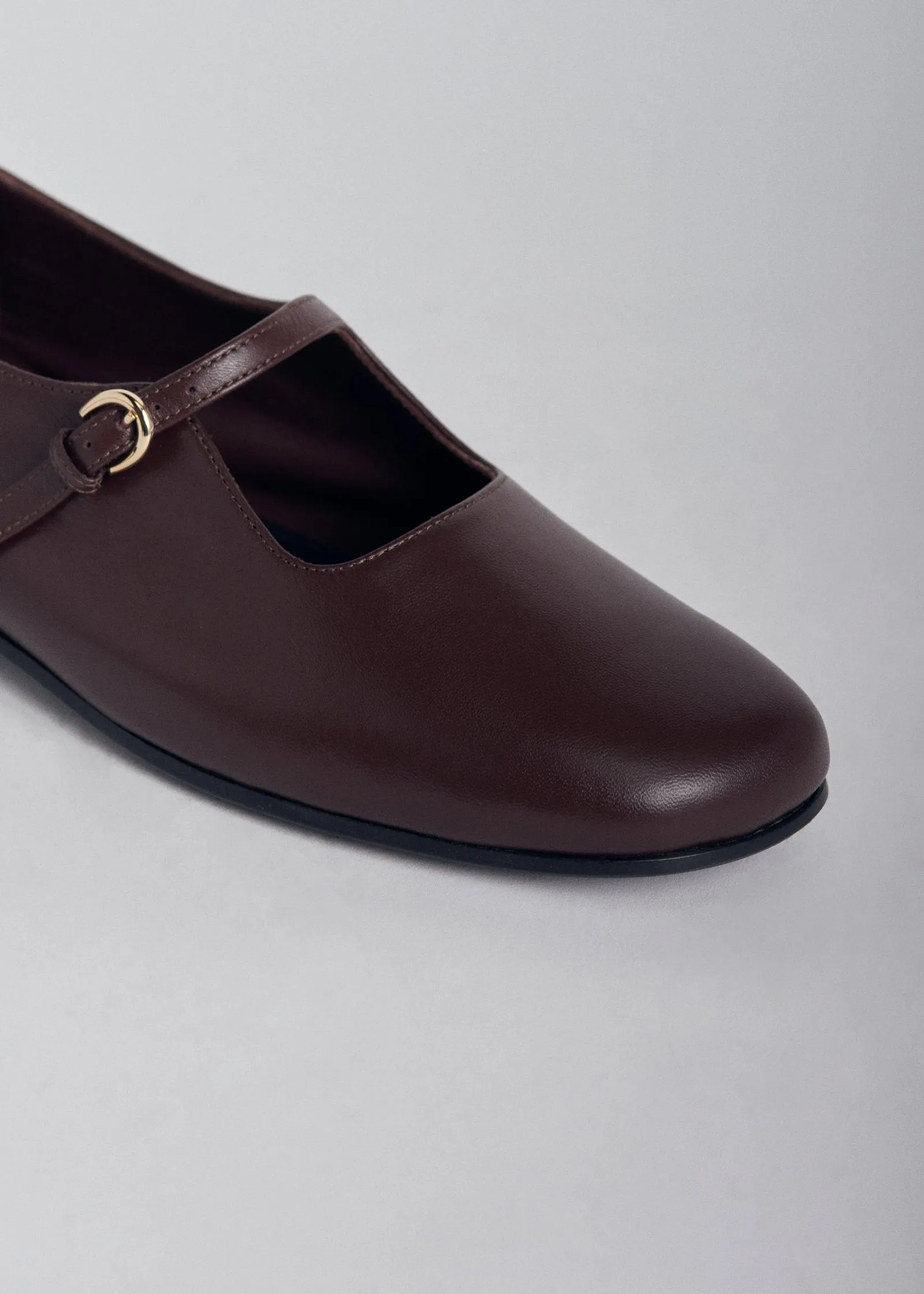 Square Toe Mary Jane in Leather - Brown
