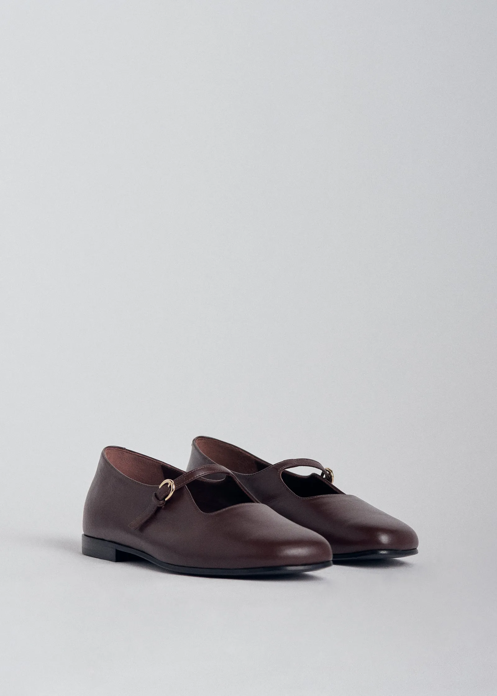 Square Toe Mary Jane in Leather - Brown