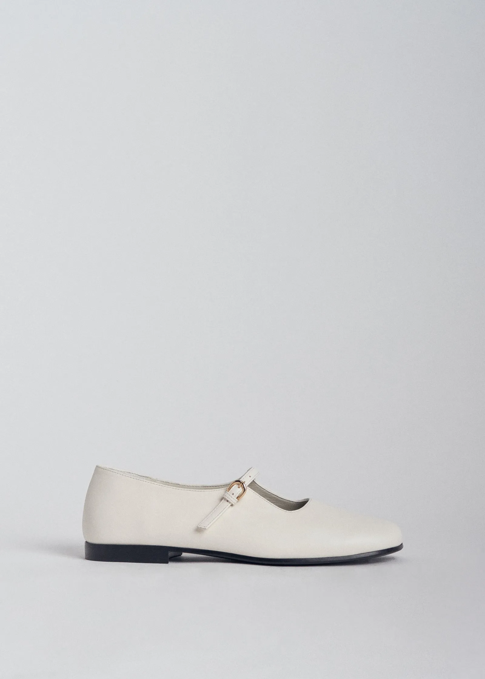 Square Toe Mary Jane in Leather - Ivory