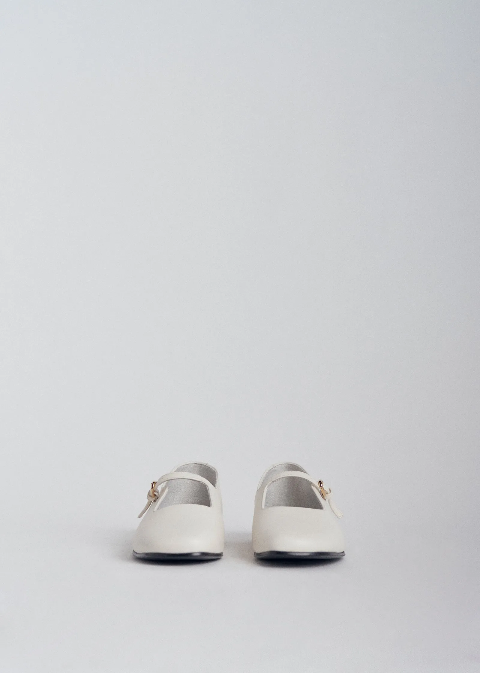 Square Toe Mary Jane in Leather - Ivory