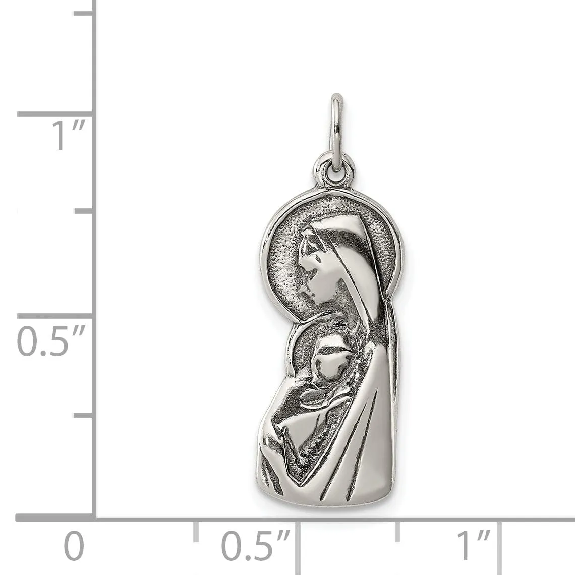 Sterling Silver Blessed Mary Child Jesus Charm