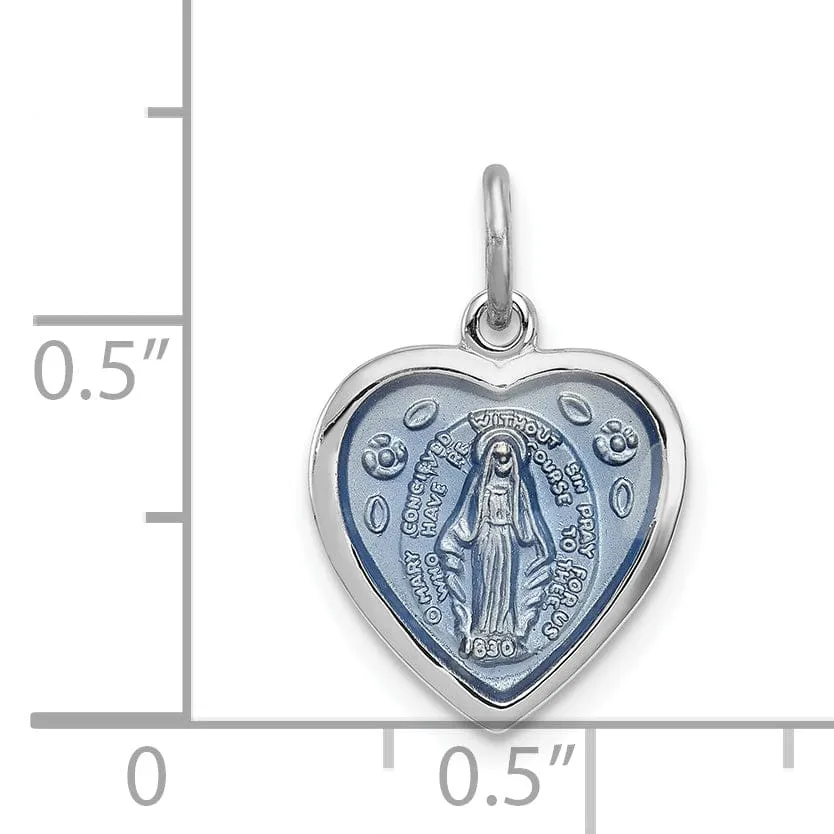Sterling Silver Miraculous Heart Medal