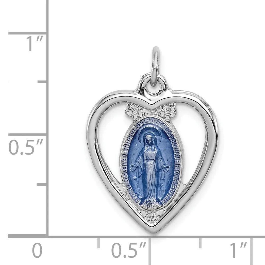 Sterling Silver Miraculous Heart Medal