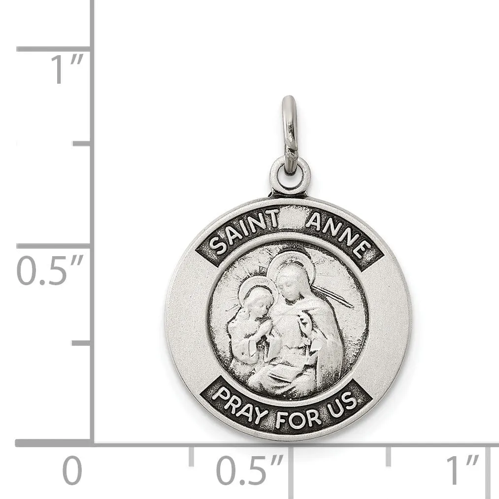Sterling Silver Oxidized Saint Anne Medal