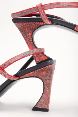 Strappy Square Lizard Sandals