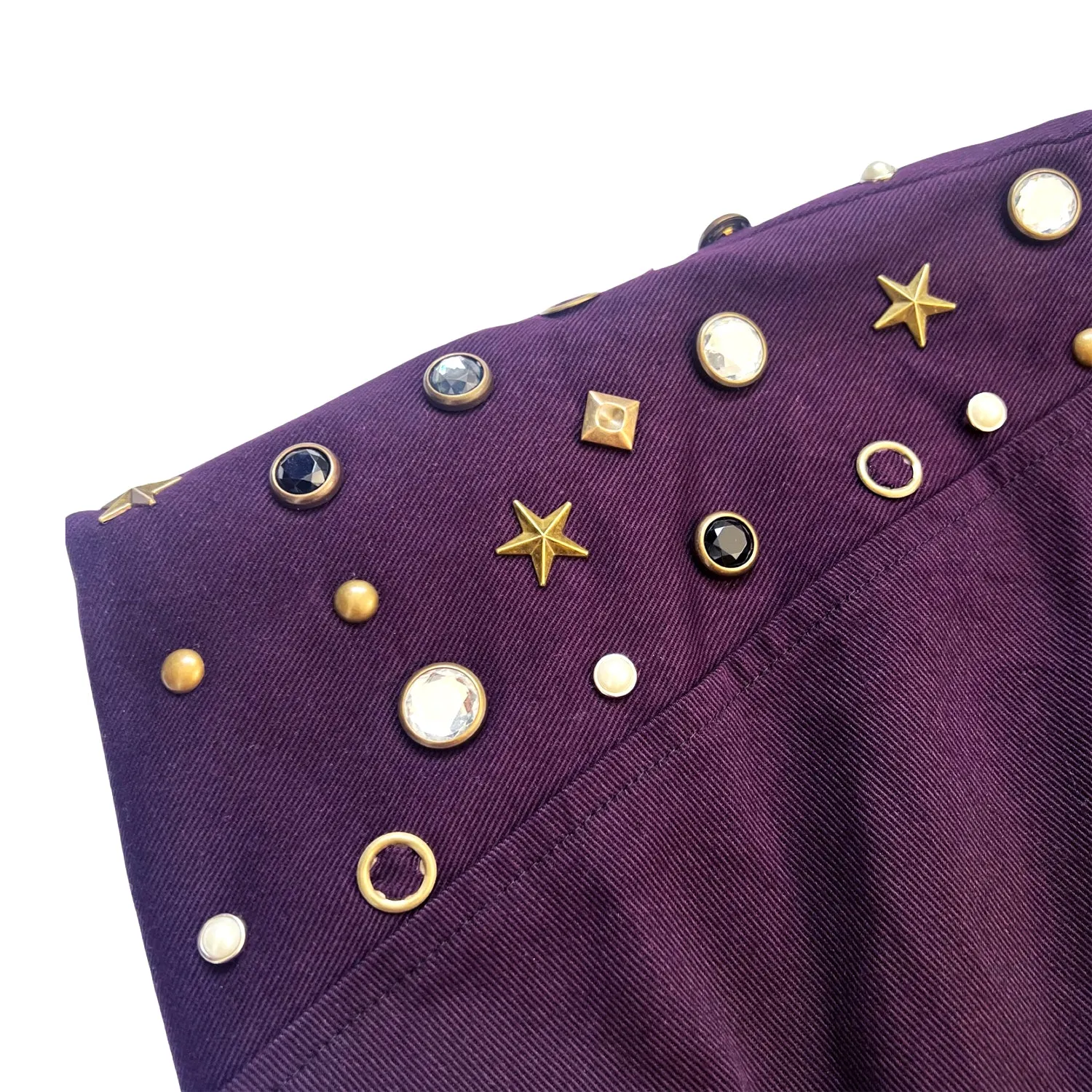Studded Sleeveless Bomber Jacket in Burgundy