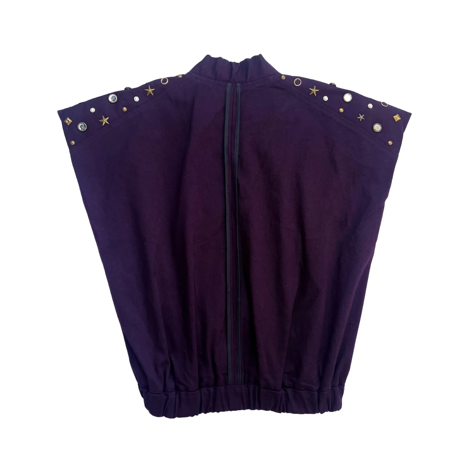 Studded Sleeveless Bomber Jacket in Burgundy