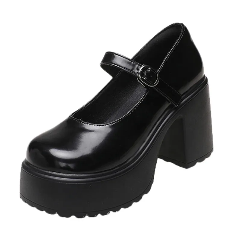 Super High Heels Mary Jane Shoes for Women – Goth Chunky Platform Pumps, Plus Size, Ankle Buckle, Party Lolita Shoes