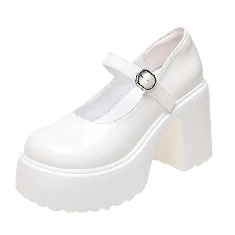 Super High Heels Mary Jane Shoes for Women – Goth Chunky Platform Pumps, Plus Size, Ankle Buckle, Party Lolita Shoes