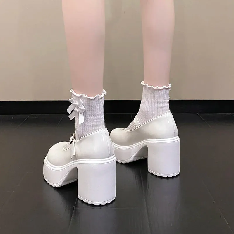 Super High Heels Mary Jane Shoes for Women – Goth Chunky Platform Pumps, Plus Size, Ankle Buckle, Party Lolita Shoes