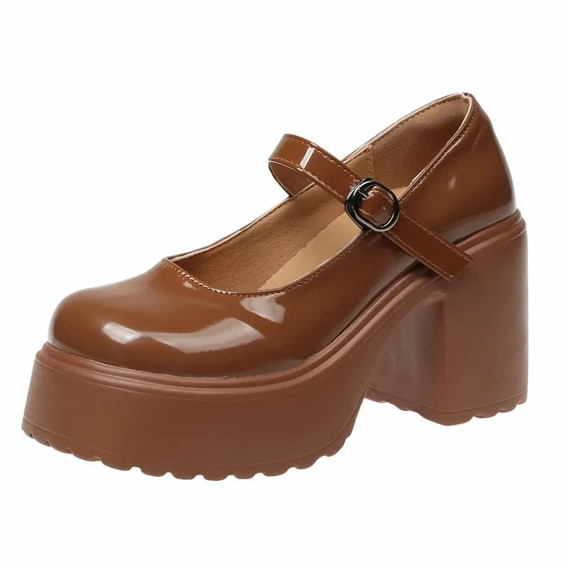 Super High Heels Mary Jane Shoes for Women – Goth Chunky Platform Pumps, Plus Size, Ankle Buckle, Party Lolita Shoes