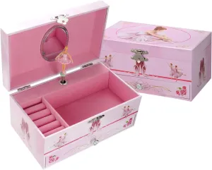 Sweet Musical Jewelry Box With Pullout Drawer And Dancing Ballerina Girl F