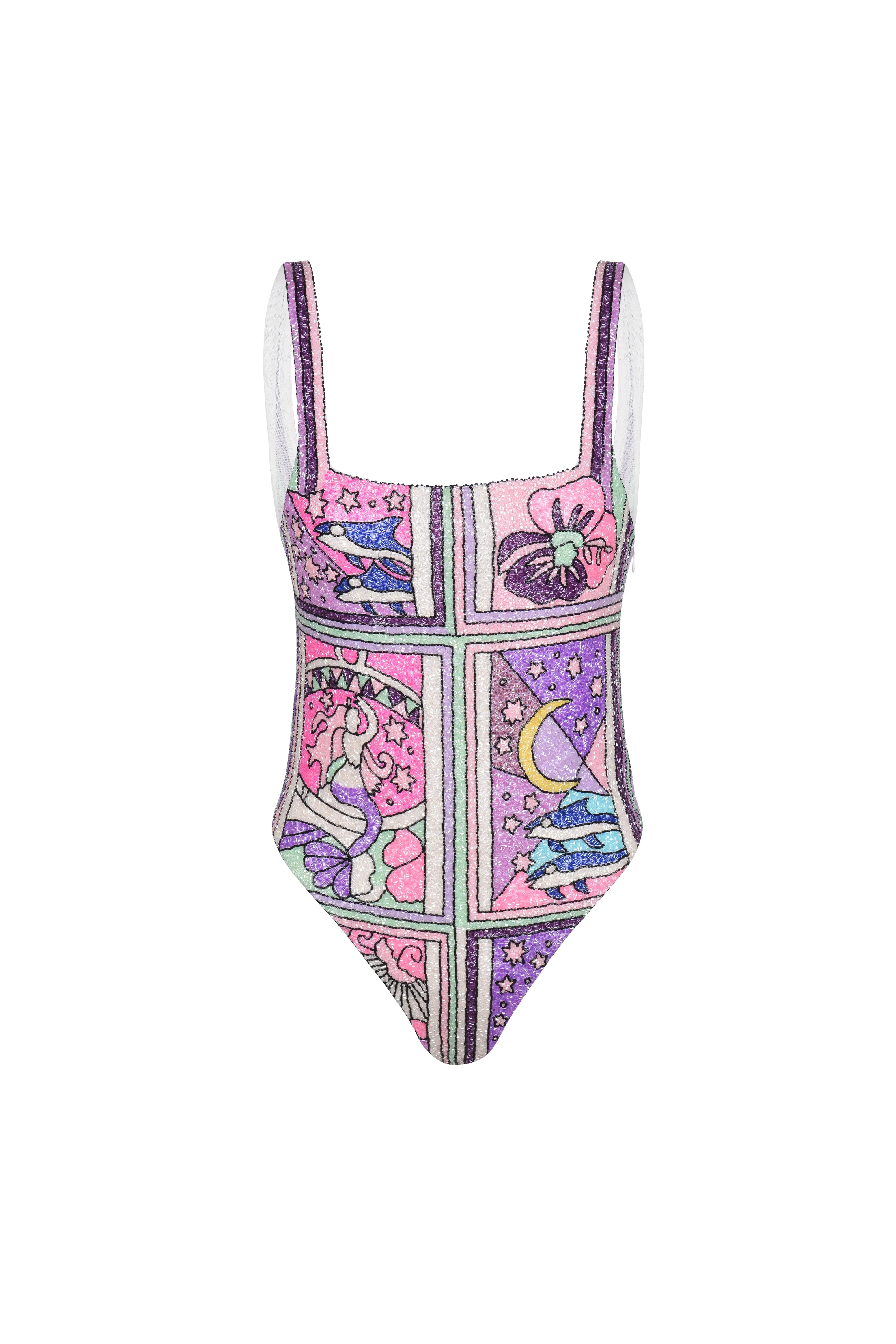 Talia Hand Beaded Multi-Coloured Crystal Swimsuit