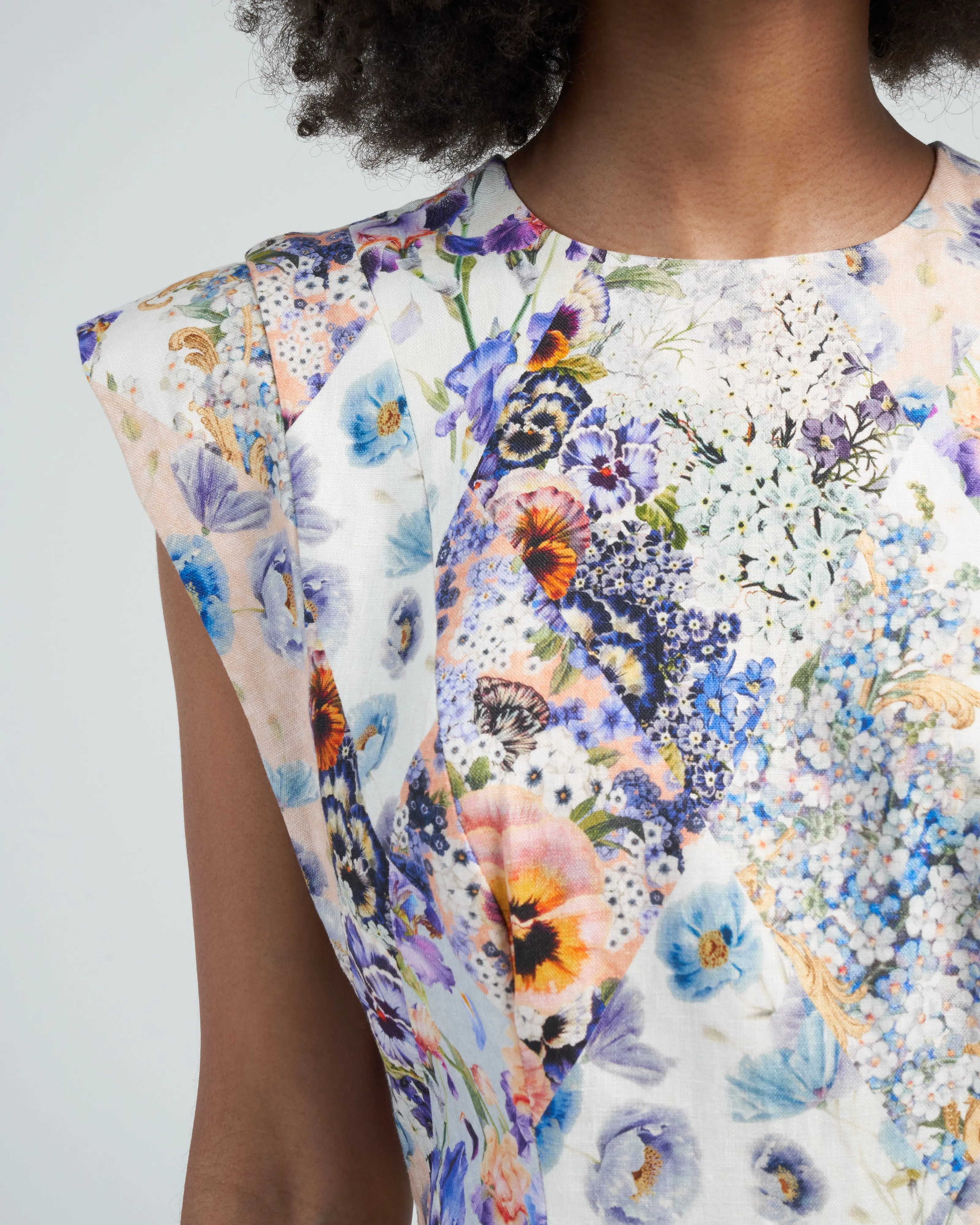 tama flounce short dress - diamond splice print