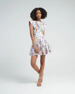 tama flounce short dress - diamond splice print