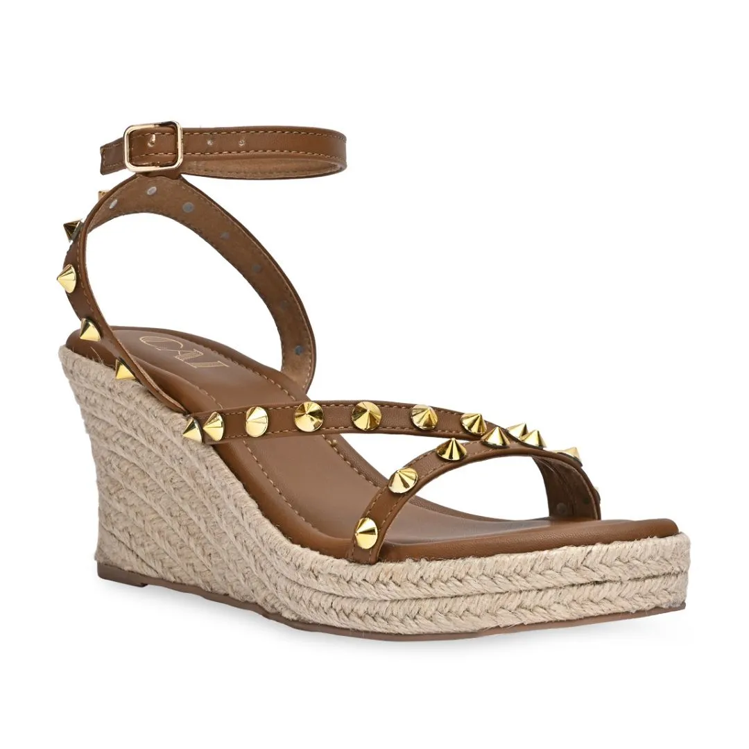 Tan Studded Wedges